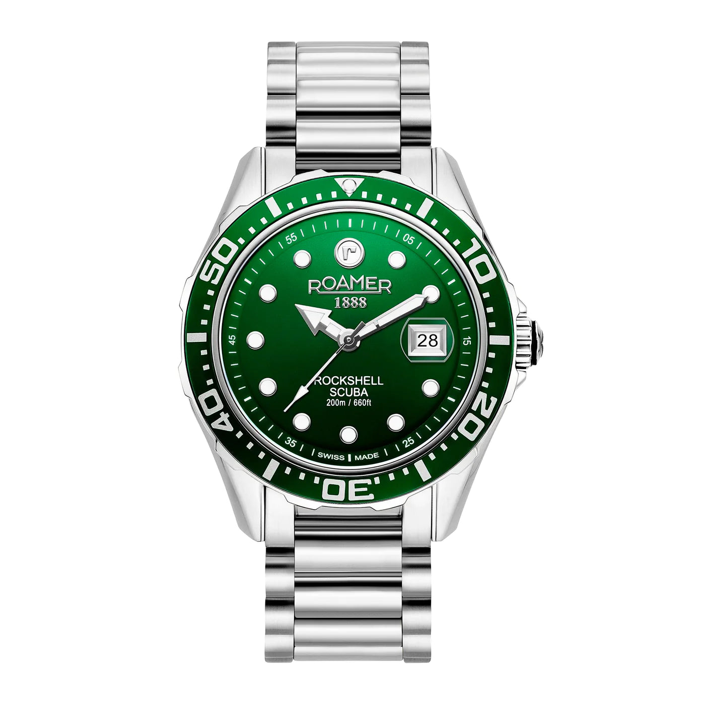 Roamer 220858 41 75 50 Rockshell Scuba Green Dial Stainless Steel Bracelet Men's Watch - mzwatcheslk srilanka