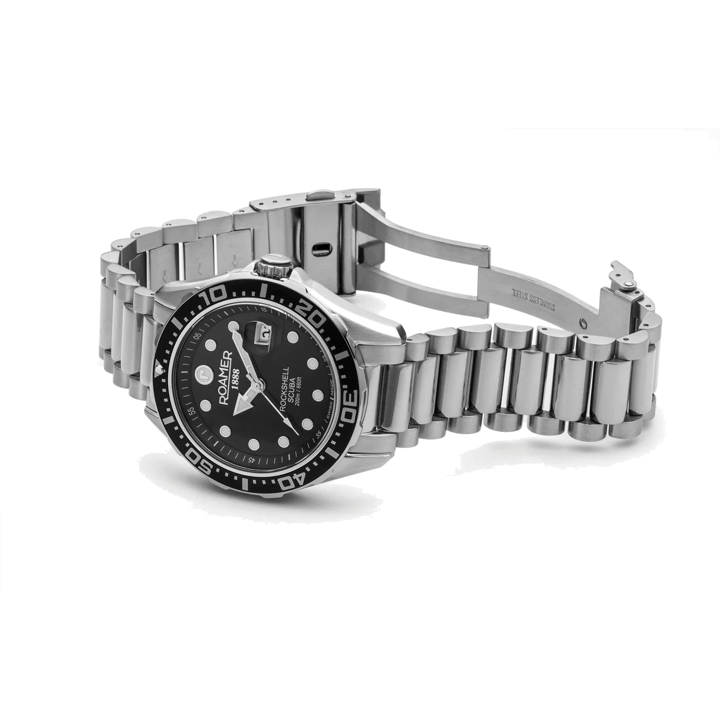 Roamer 220858 41 85 50 Rockshell Scuba Black Dial Stainless Steel Bracelet Men's Watch - mzwatcheslk srilanka