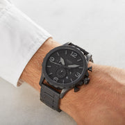 Fossil  JR1401 Nate Black Chronograph Dial Black Stainless Steel Bracelet Men's Watch - mzwatcheslk srilanka