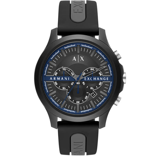 Armani Exchange AX2447 Black Chronograph Dial Black Silicone Strap Men's Watch - mzwatcheslk srilanka