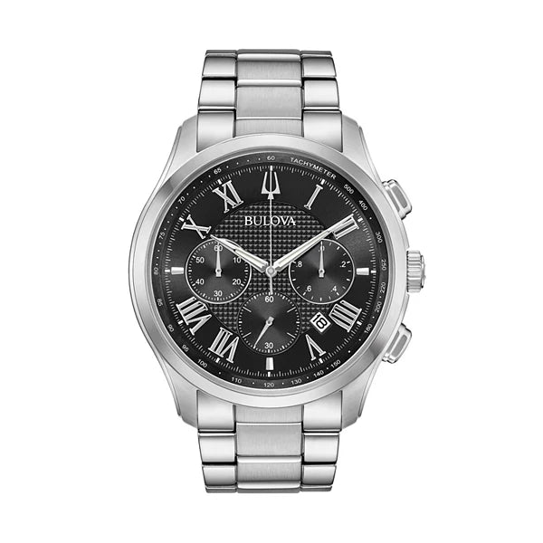 Bulova 96B288 Chronograph Black Dial Stainless Steel Men's Watch - mzwatcheslk srilanka