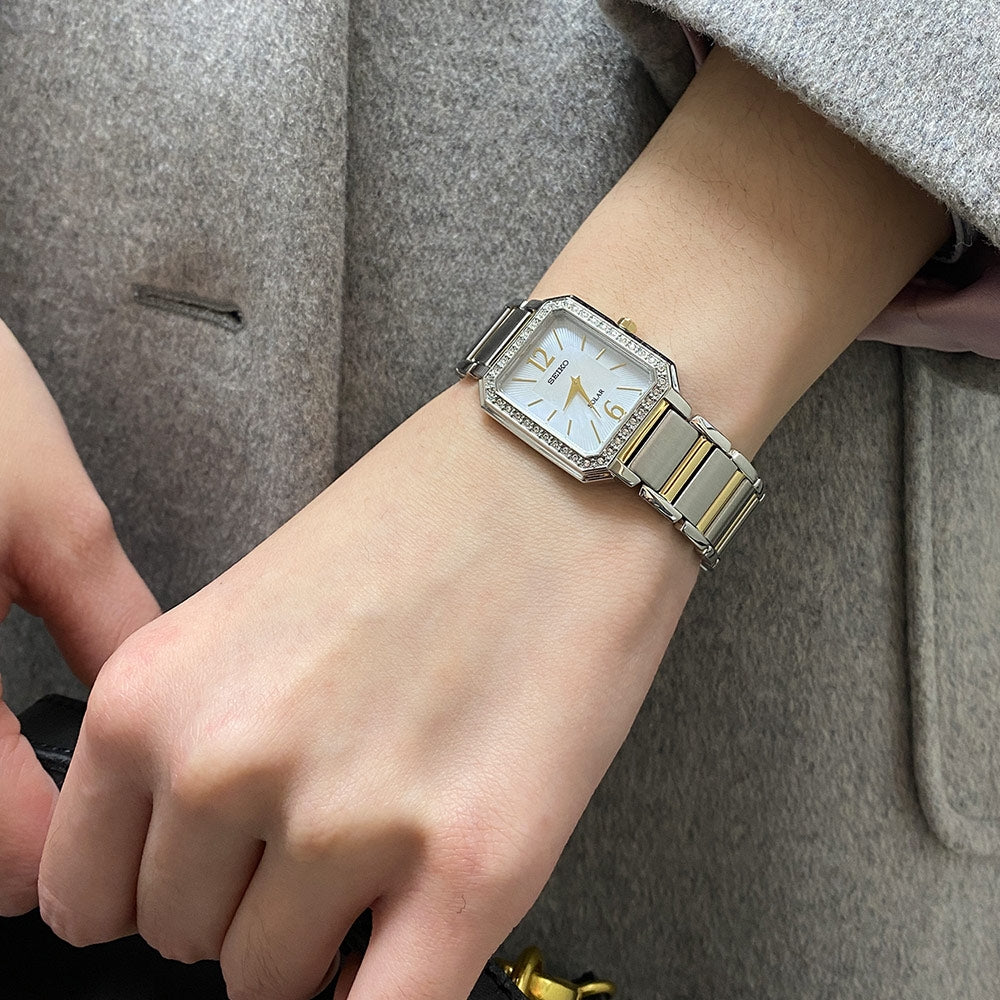 Seiko SUP466P1 White Rectangular Dial Two Tone Stainless Steel Bracele seiko-sup466p1-white-rectangular-dial-two-tone-stainless-steel-bracele