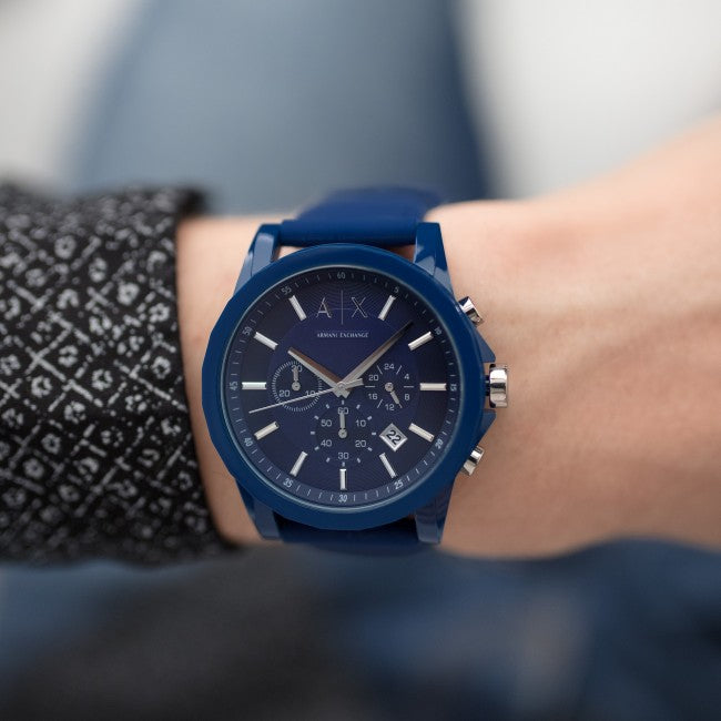 Armani Exchange AX1327 Chronograph Dial Blue Silicone Strap Men's Watch - mzwatcheslk srilanka