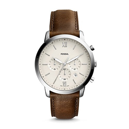 Fossil FS5380  Neutra Cream Chronograph Dial Brown Leather Strap Men's Watch - mzwatcheslk srilanka