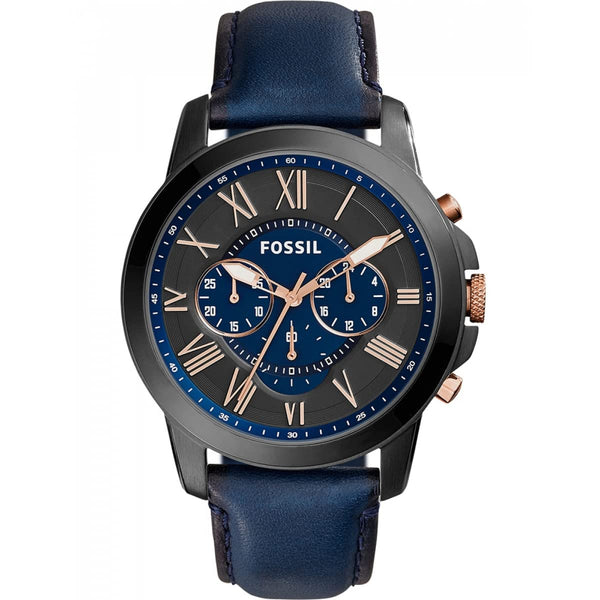 Fossil FS5061 Grant  Blue Dial  Blue Leather Strap Men's Watch - mzwatcheslk srilanka