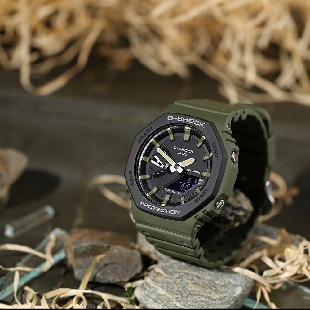 Strap mzwatcheslk G-Shock GA-2110SU-3AER Green Digital Carbon Casio Di Core Rubber –