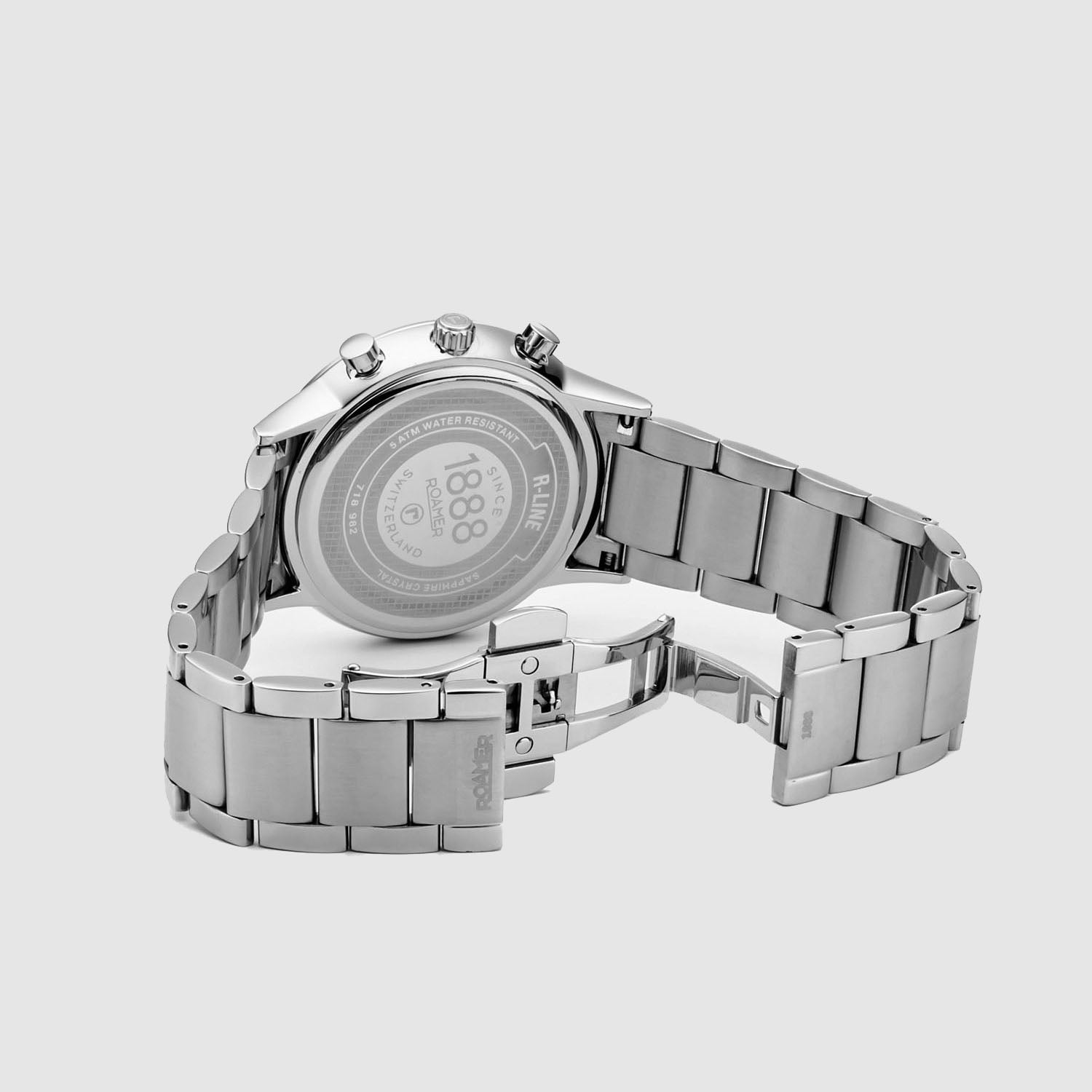 Roamer 718982 41 55 70 R Line Multifunction Black Dial Stainless Steel Bracelet Men's Watch - mzwatcheslk srilanka