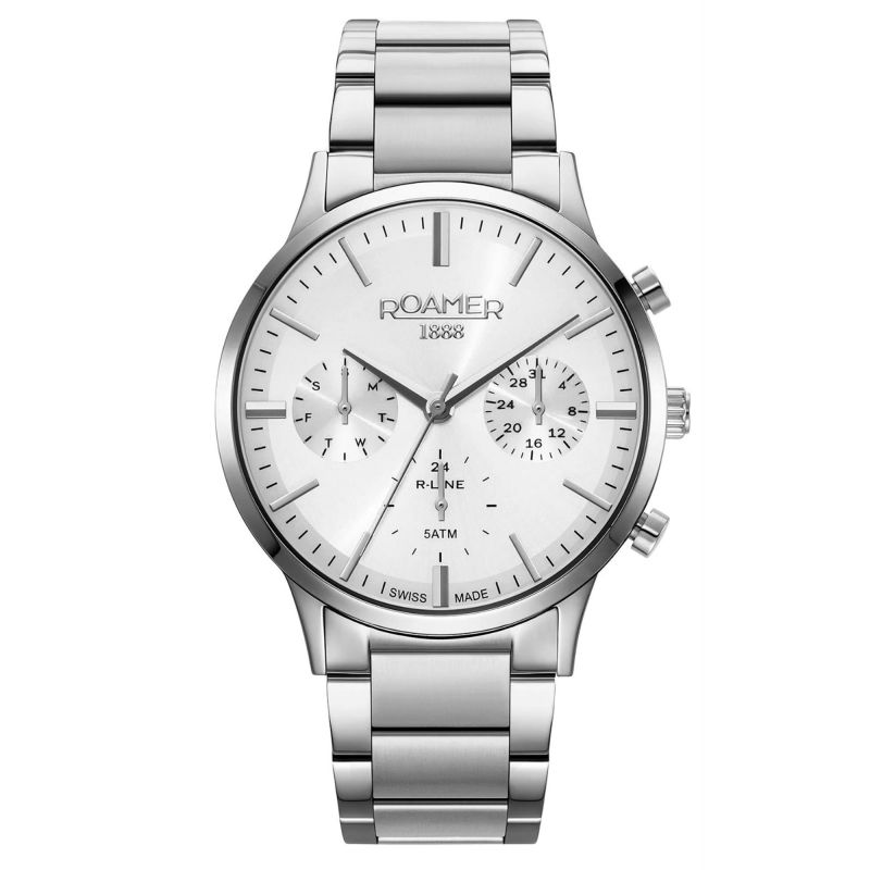 Roamer 718982 41 15 70 R Line Silver Dial Stainless Steel Bracelet Men's Watch - mzwatcheslk srilanka