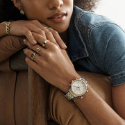 Fossil ES5216 Neutra  Mother-of-Pearl Chronograph Dial  Two Tone Bracelet  Women's Watch(PRE-ORDER 5-9 DAYS) - mzwatcheslk srilanka