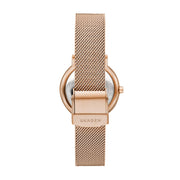 Skagen SKW2837 Signatur Rose Gold Toned Stainless Steel Mesh Blue Dial Women's Watch - mzwatcheslk srilanka