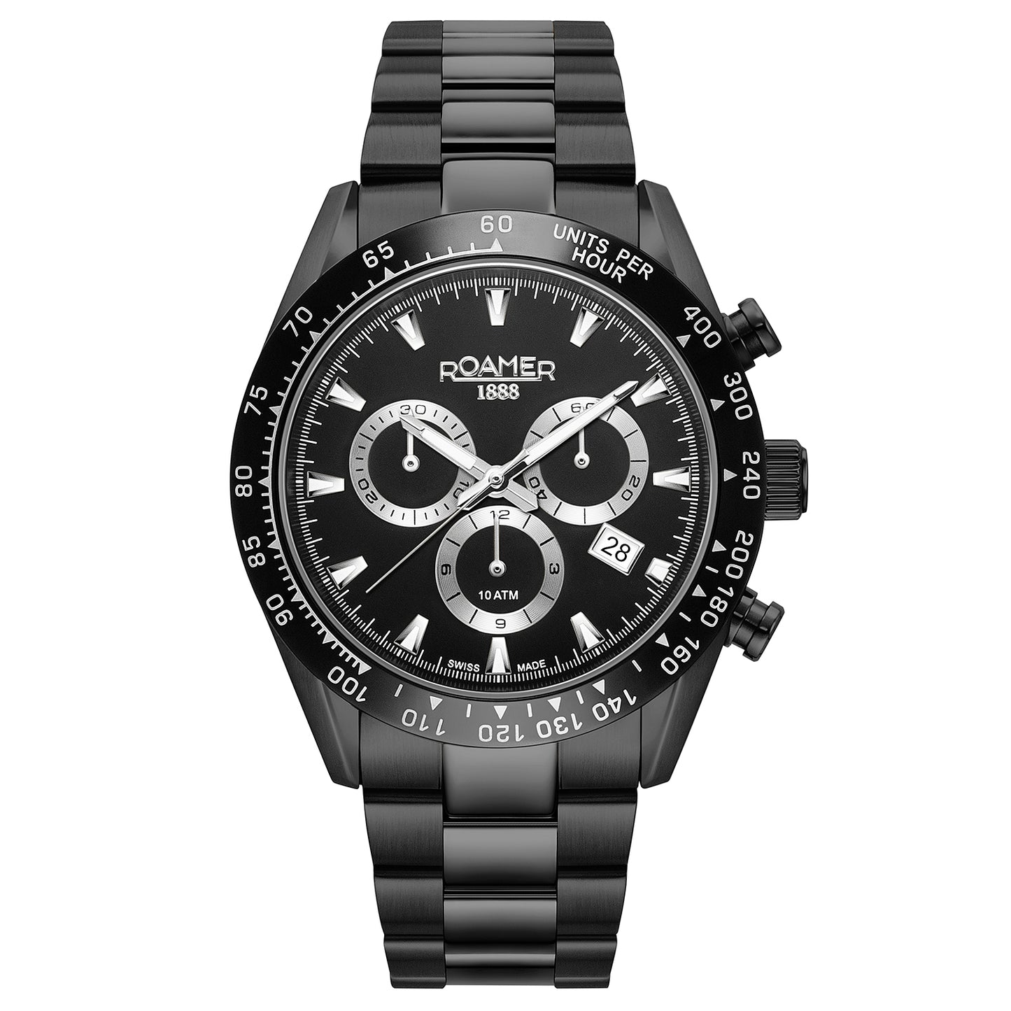 Roamer 850837 44 55 20 Monza 100 Chronograph Black Dial Black PVD Steel Men's Watch - mzwatcheslk srilanka