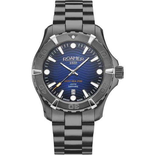 Roamer Deep Sea 200  Blue Dial Black PVD Steel Bracelet 860833 44 45 70 Men's Watch - mzwatcheslk srilanka