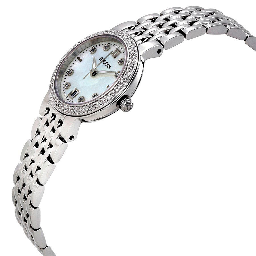 Bulova 96W203 Stainless Steel Diamond Set White Dial Women's Watch - mzwatcheslk srilanka