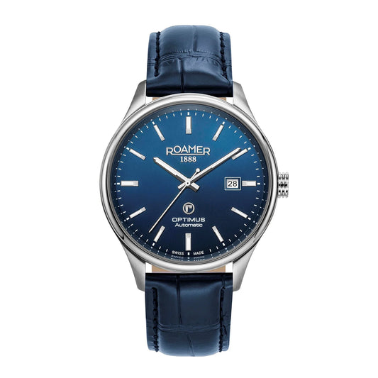 Roamer 983983 41 45 05  Optimus Automatic Blue Dial Blue Leather Strap Men's Watch - mzwatcheslk srilanka