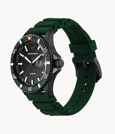 Mediar apoyo codicioso Emporio Armani AR11464 Black Dial Green Silicone Strap Men's Watch(AVA –  mzwatcheslk