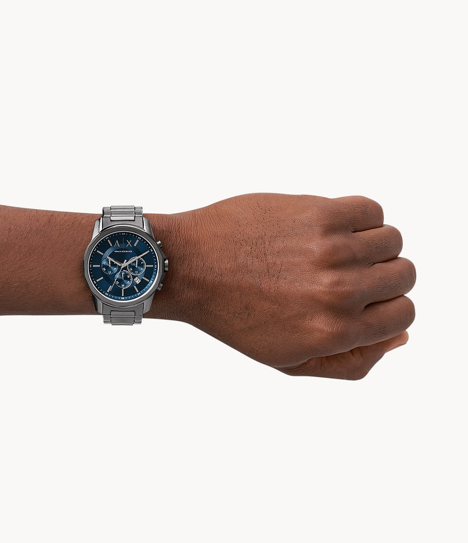 Armani Exchange AX1731 Blue Dial Chronograph Gunmetal Stainless Steel Bracelet Men's Watch - mzwatcheslk srilanka