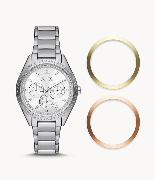 Armani Exchange AX7142SET Interchangeable Bezel Watch Crystal Set Stainless Steel Women's Watch - mzwatcheslk srilanka