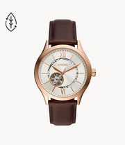 Fossil Fenmore BQ 2650 Automatic Open Heart Dial Brown Leather Strap Men's Watch - mzwatcheslk srilanka