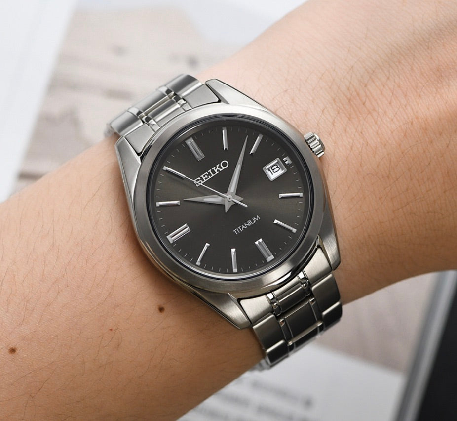 Seiko  SUR375P1 Quartz Titanium Black Dial Men's Watch(AVAILABLE ONLINE) - mzwatcheslk srilanka