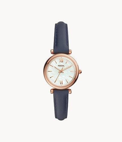 Fossil Carlie ES4502 Mother-of-Pearl Dial Blue Leather Strap  Women's Watch(AVAILABLE ONLINE) - mzwatcheslk srilanka