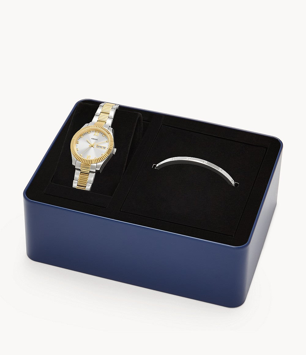 Women's fossil watch on sale and bracelet gift set