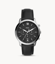 Fossil  FS5452  Neutra Chrono Black Dial Black Leather Strap Men's Watch - mzwatcheslk srilanka