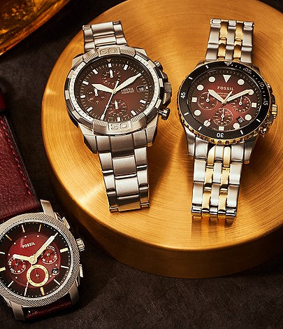 Men's fossil watch shop with red face