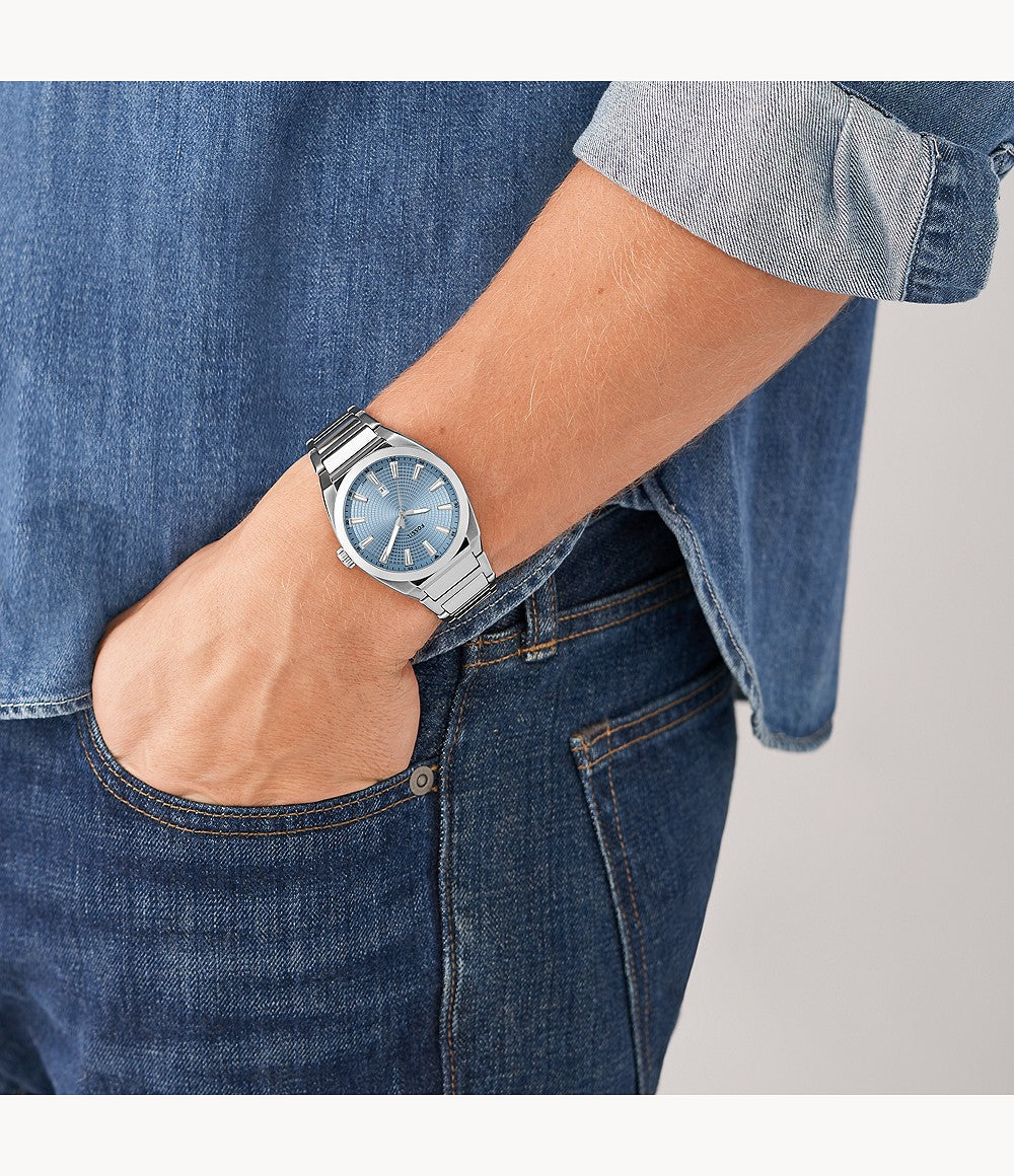 Fossil FS5986 Everett Blue Dial Stainless Steel Bracelet Men's Watch - mzwatcheslk srilanka
