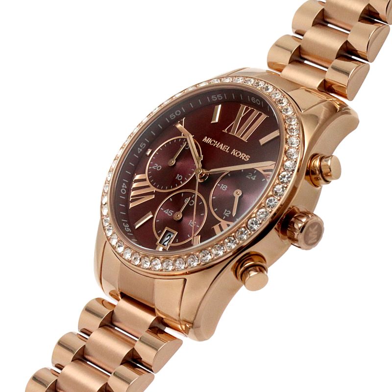 Michael Kors MK7275 Lexington Rose Gold Toned Burgundy Chronograph Dial  Women's Watch