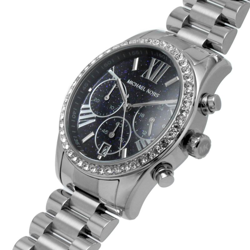 Michael Kors MK7277 Lexington Black Glitter Dial Stainless Steel  Chronograph Women's Watch