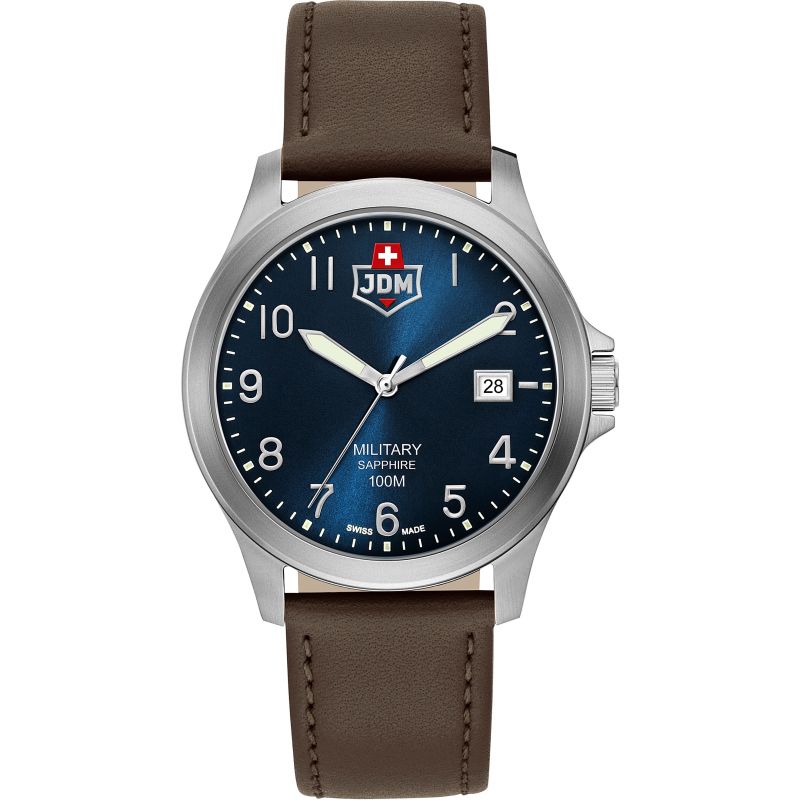 JDM Military JDM-WG001-03 Alpha I Blue Dial Brown Leather Men's Watch - mzwatcheslk srilanka