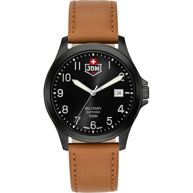 JDM Military JDM-WG001-04 Alpha I Black Dial Brown Leather Men's Watch - mzwatcheslk srilanka