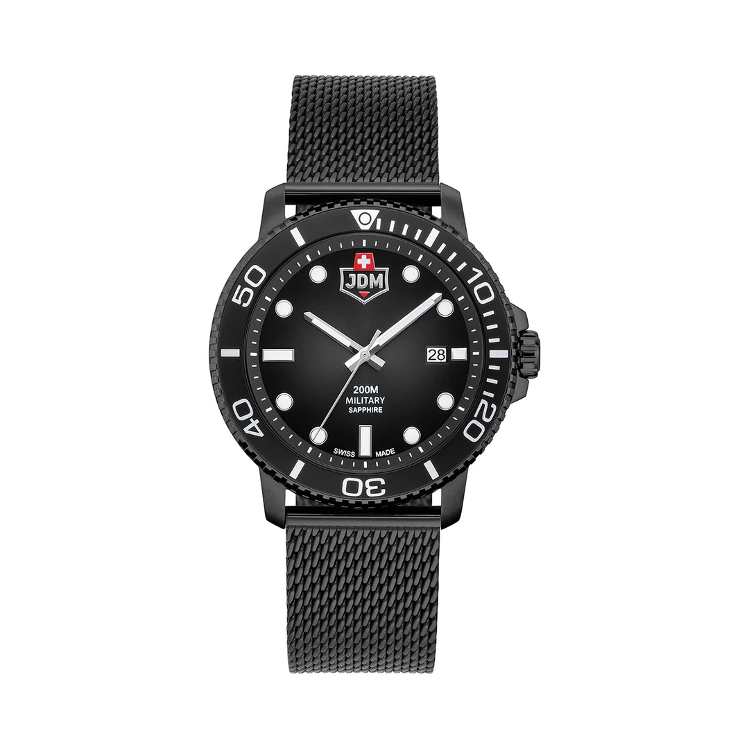 JDM Military JDM-WG008-05 Tango Black Dial Black PVD Stainless Steel Mesh Men's Watch - mzwatcheslk srilanka