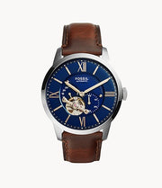 Fossil ME3110  Townsman Automatic  Blue Dial  Brown Leather Strap Men's Watch - mzwatcheslk srilanka