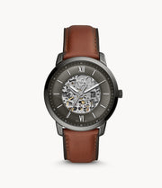 Fossil  ME3161 Neutra Automatic  Grey Open Heart Dial Brown Leather Strap Men's Watch - mzwatcheslk srilanka