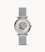 Fossil Carlie ME3176 Automatic  Silver Open Heart Dial Steel Mesh Bracelet  Women's  Watch - mzwatcheslk srilanka