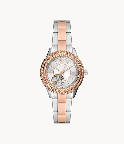 Fossil Stella ME3214 Automatic Silver Dial Two Tone Stainless Steel Bracelet Women's  Watch - mzwatcheslk srilanka
