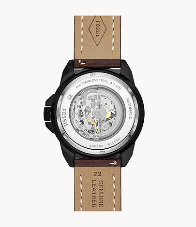 Fossil ME3219 Bronson Automatic Brown Skeleton Dial Brown Leather Strap Men's Watch - mzwatcheslk srilanka