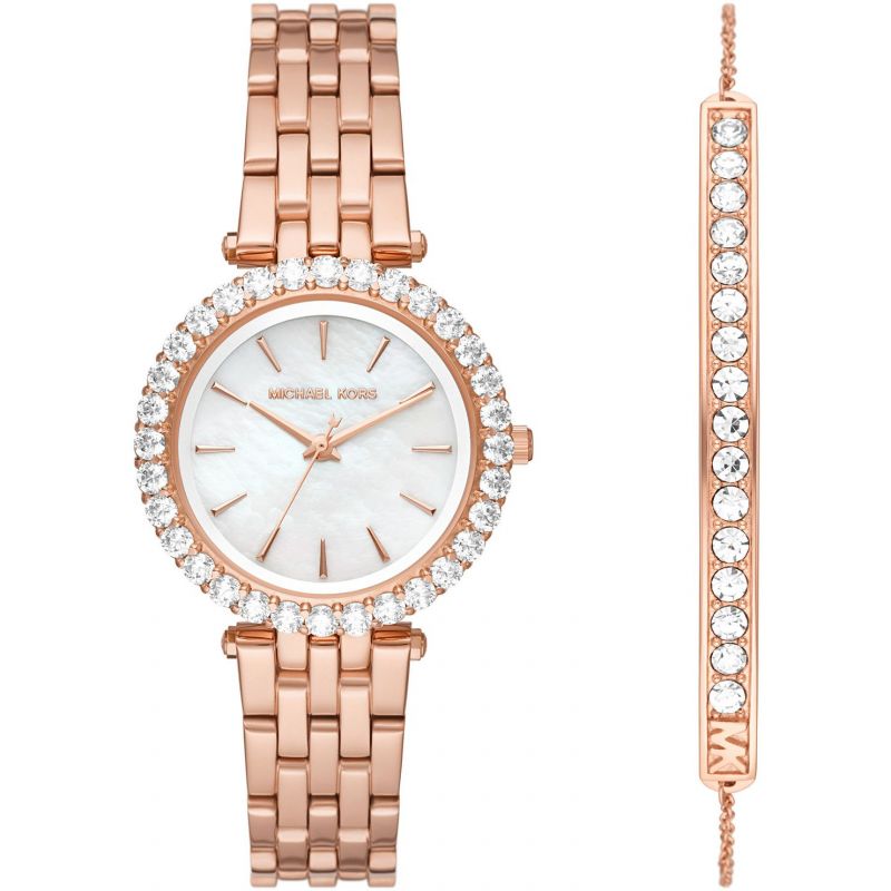 Michael Kors MK1064SET Darci Mother of Pearl Dial Rose Gold Matching Bracelet Women's Watch - mzwatcheslk srilanka