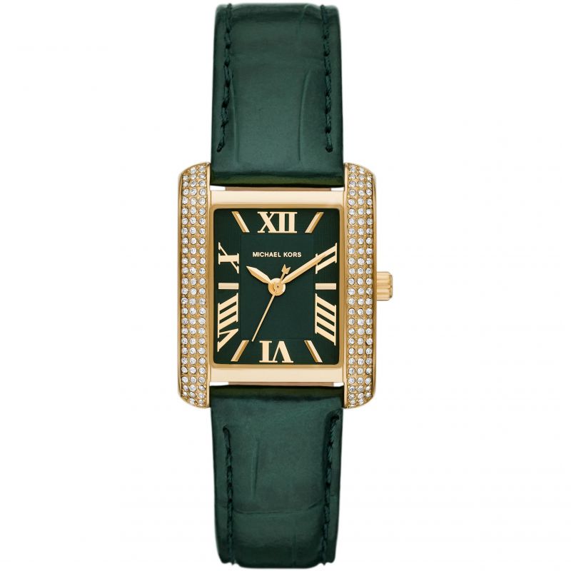 Michael Kors MK4697 Emery Green Rectangular Dial Green Leather Strap Women's Watch - mzwatcheslk srilanka