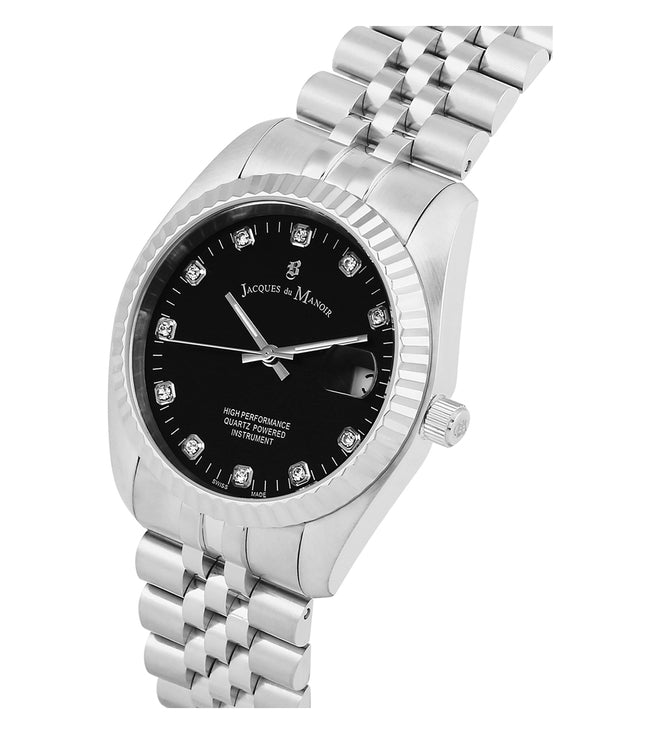 Jacques Du Manoir NRO.05 Inspiration 36mm Black Dial Stainless Steel Bracelet Women's Watch - mzwatcheslk srilanka