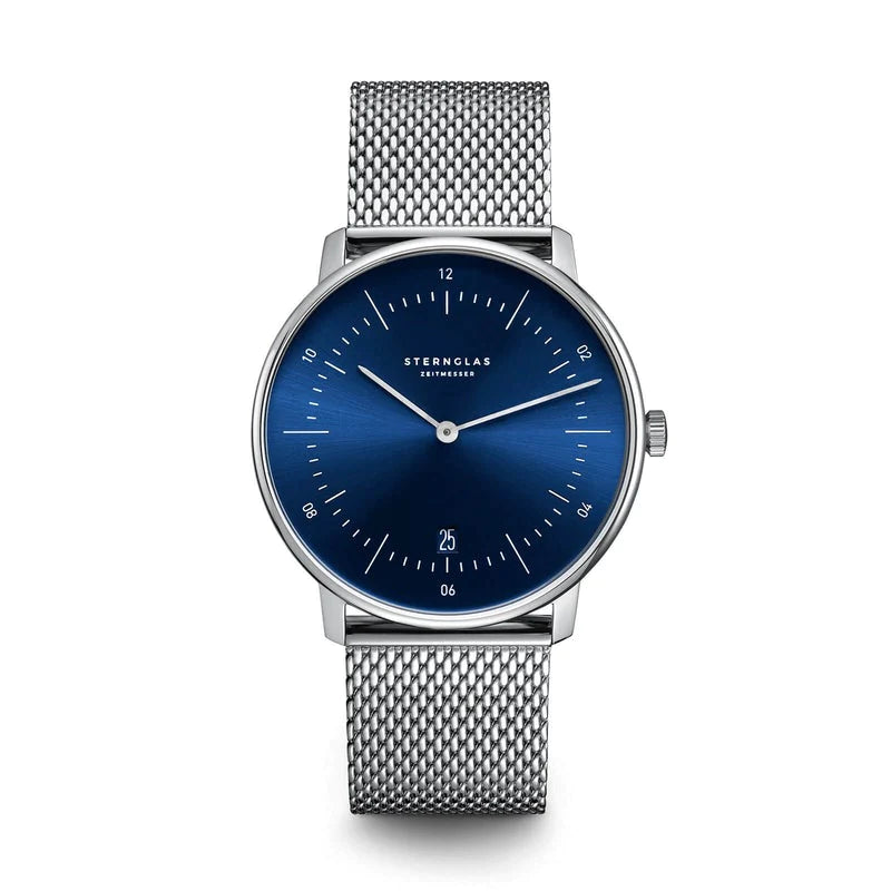 STERNGLAS S01-NA06-MI04 Naos Blue Dial Steel Mesh Bracelet Men's Watch - mzwatcheslk srilanka