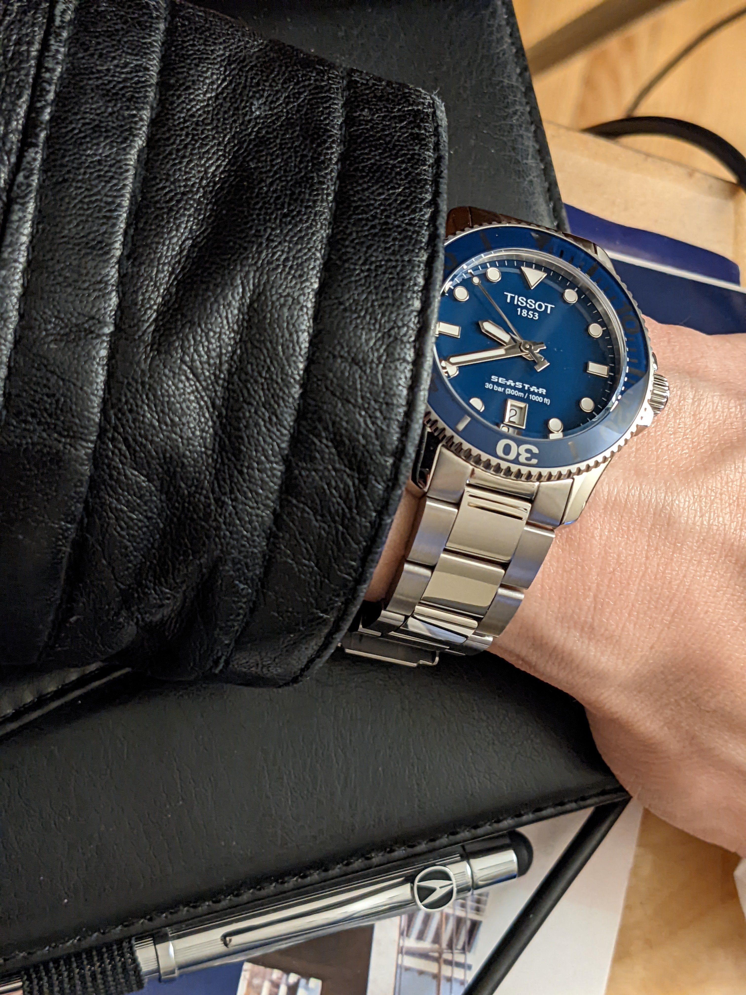 Tissot T1202101104100 Seastar 1000 36mm Blue Dial Stainless Steel Bracelet  Men's Watch