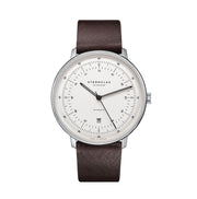 STERNGLAS S02-HH10-VI11 Hamburg Automatic White Dial Brown Leather Strap Men's Watch - mzwatcheslk srilanka