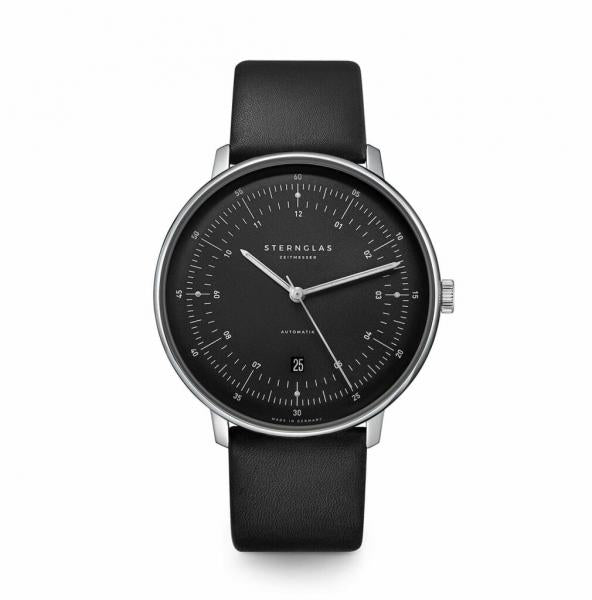 STERNGLAS S02-HH11-PR07 Hamburg Automatic Black Dial Black Leather Strap Men's Watch - mzwatcheslk srilanka