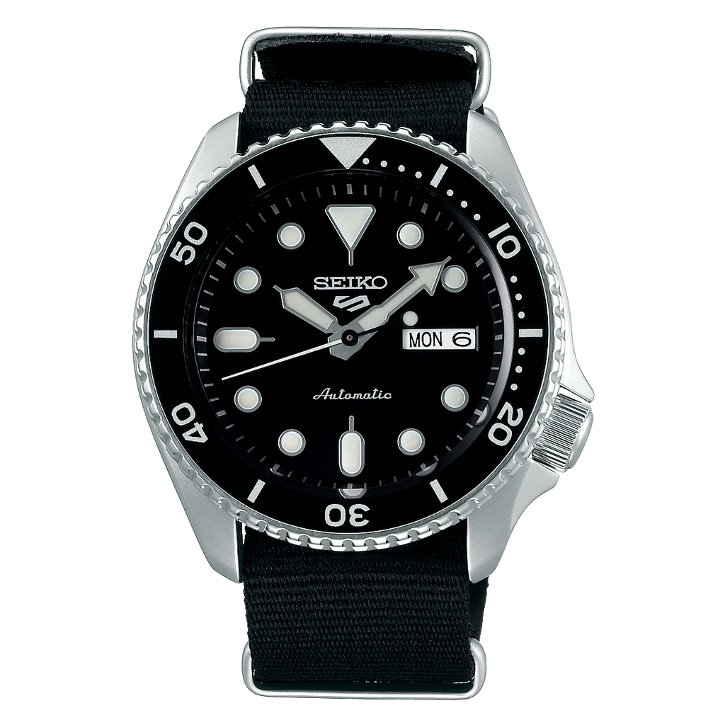 Seiko 5 Sports SRPD55K3 Automatic Black Dial Black Canvas Strap