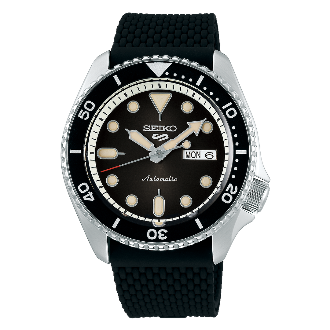 Seiko 5 Sports SRPD73K2 Suits Automatic Black Dial Black Rubber Men's Watch - mzwatcheslk srilanka