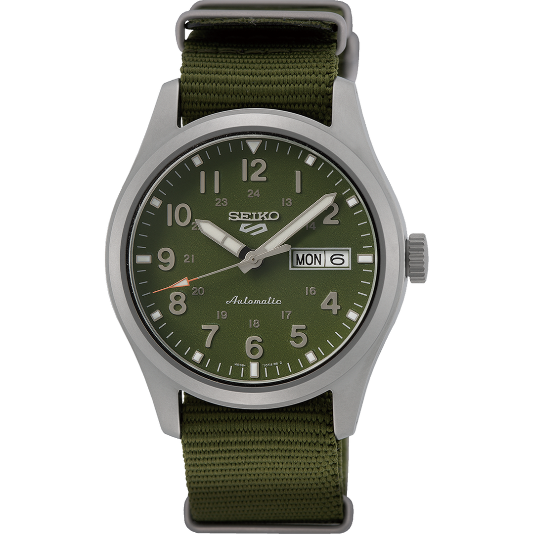 Seiko 5 SRPG33K1 Sports Field Green Nylon Strap Men's Watch - mzwatcheslk srilanka