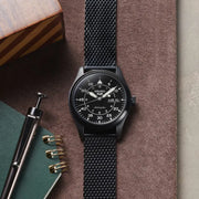 Seiko 5 Sports SRPH25K1 Flieger Automatic Black Dial Black Milanese Bracelet Men's Watch - mzwatcheslk srilanka
