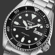 Seiko 5 SRPK29K1 Sports SKX ‘Midi’ 38mm Black Stainless Steel Bracelet Men's Watch - mzwatcheslk srilanka